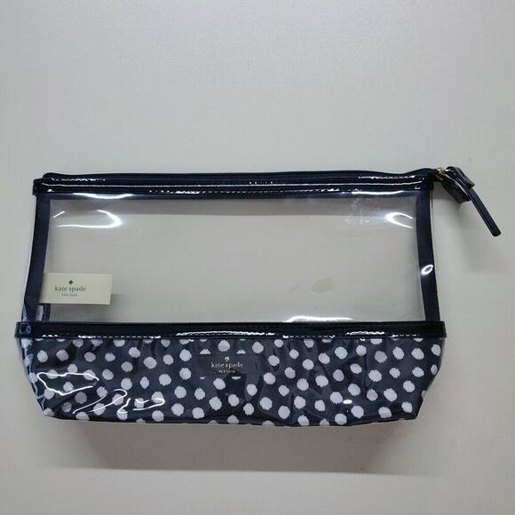 Kate Spade Make Up Cosmetic Toiletry Bag Catie Brook Place Musical Dots NWT - Picture 1 of 4